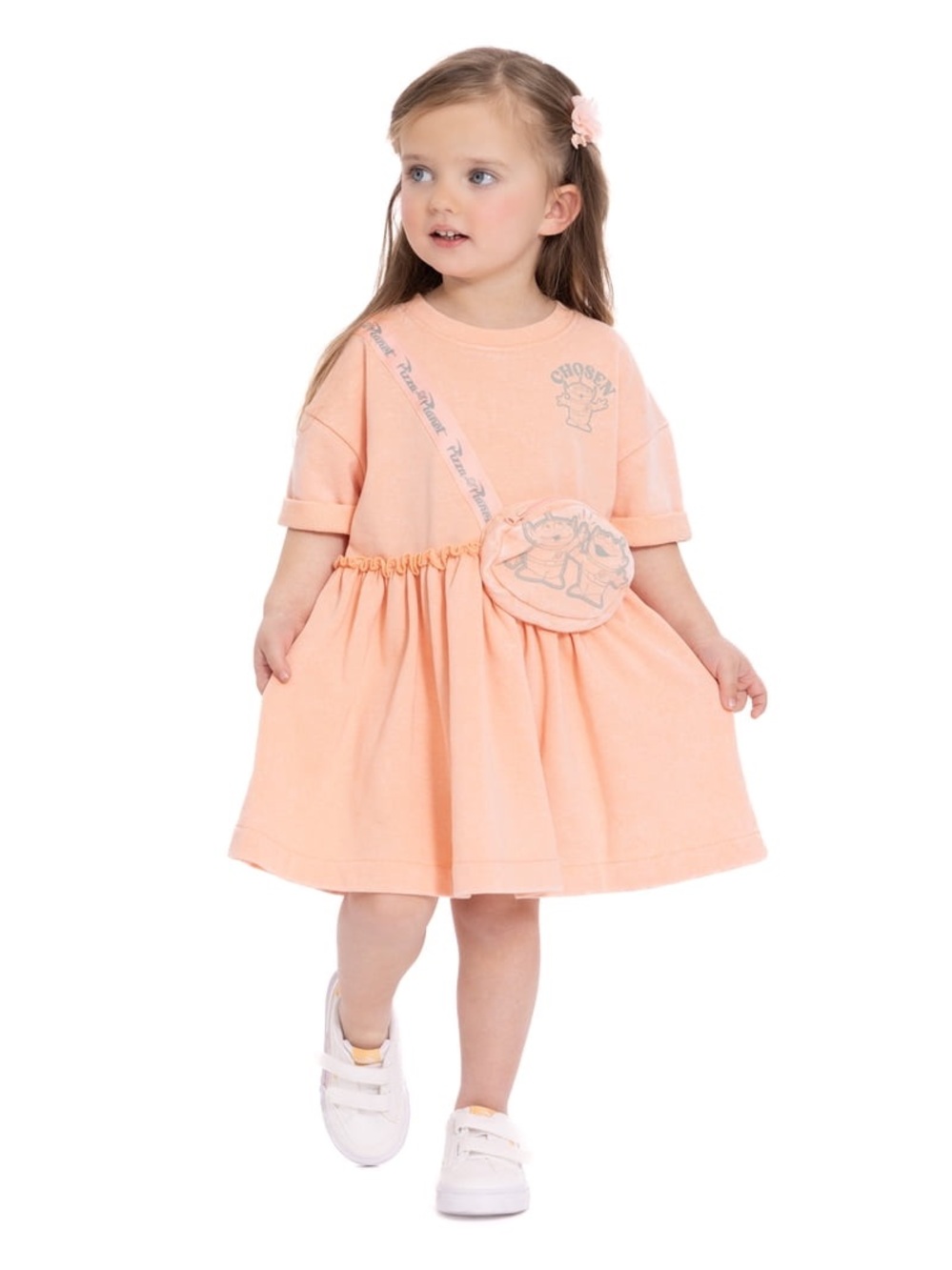 Disney Peach Casual Skater Dress with Sewn On The Front Crossbody Pouch